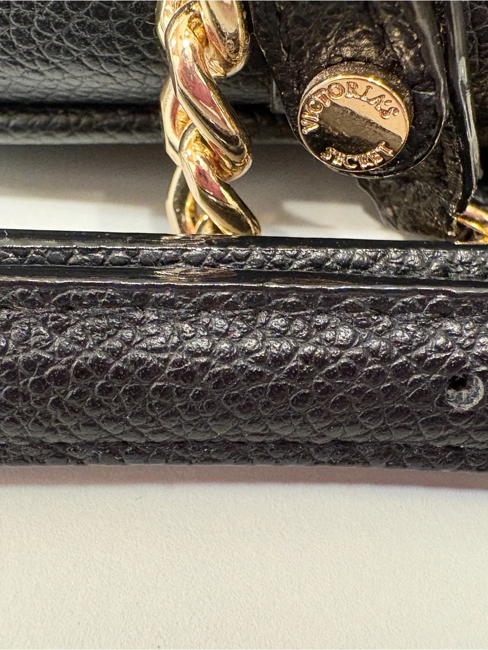 Victoria’s Secret Black Quilted Crossbody Bag with Gold Logo